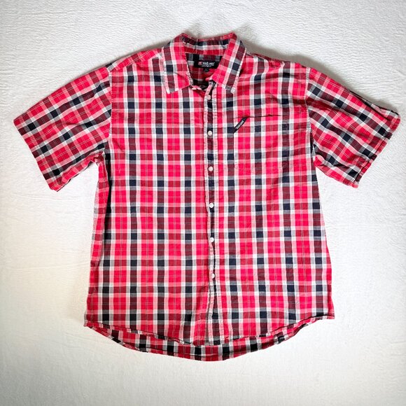 Ecko Unltd Classic Material Shirt Men L Short Sleeve Plaid Button Collar Pocket - Picture 1 of 6